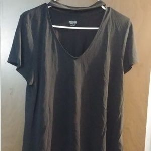 Black/grayish Tee with neck cutout